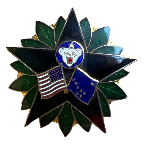 Military Army Alaska United States Enamel Badge Pin Honor Layered Brooch Vintage - Picture 2 of 8